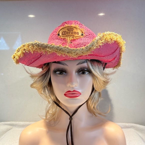 Coastal Cowgirl Corona Pink Western Straw Hat by TONPSOM | Size M - Picture 1 of 12